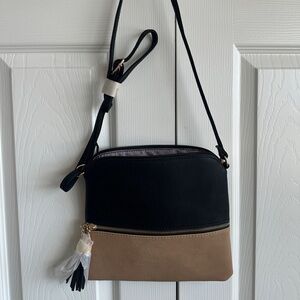 Elegant Black and Tan Crossbody Bag